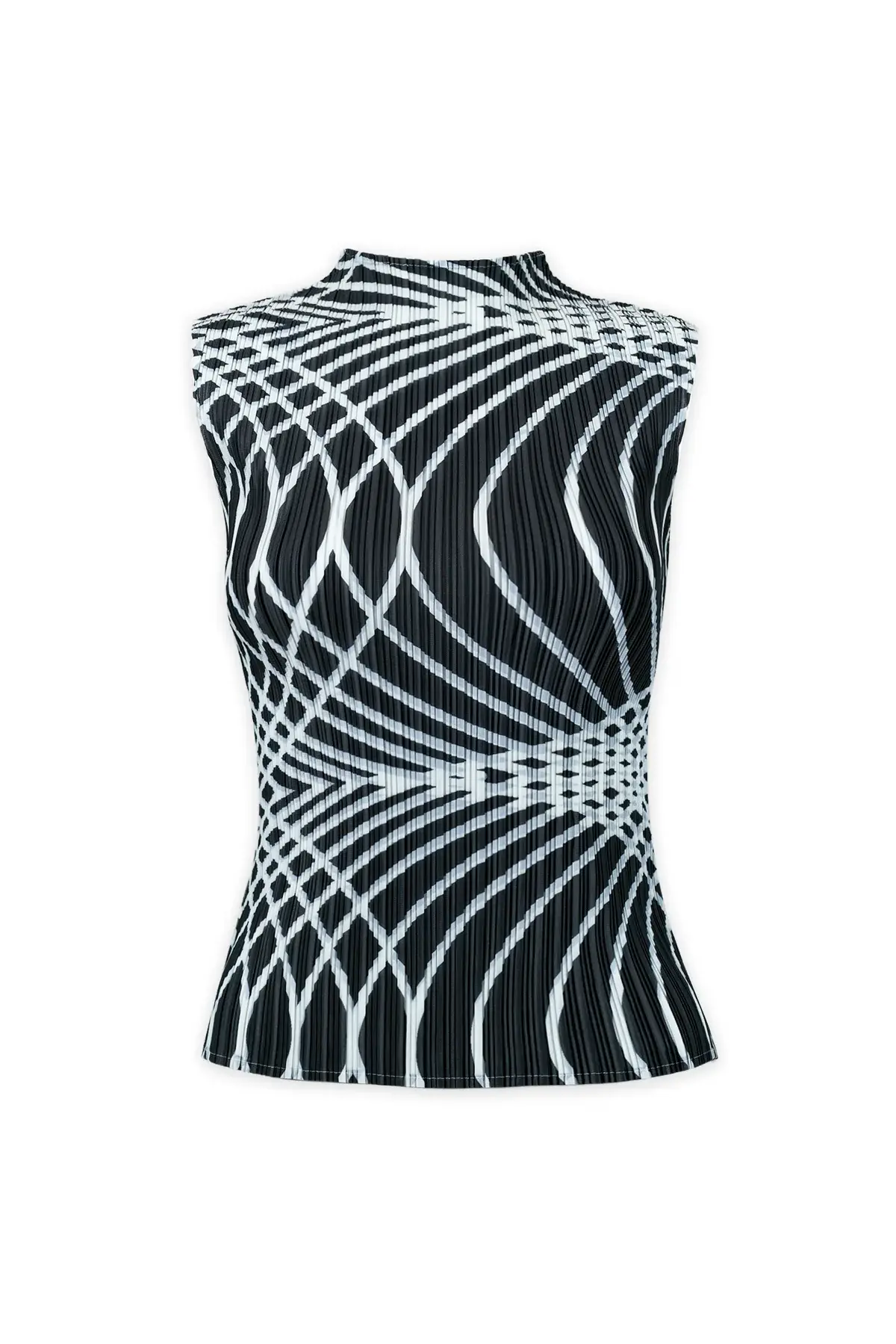 Wild Cosmos Beth infinity line plisse tank blk/wht O/S