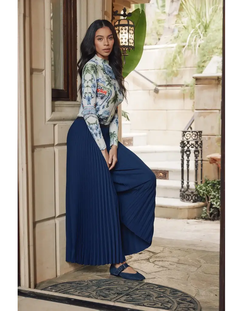 Wild Cosmos Eve Matte Navy Palazzo O/S