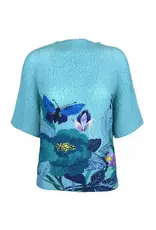 Wild Cosmos Lisa Butterfly top aqua mix O/S
