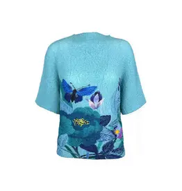 Wild Cosmos Lisa Butterfly top aqua mix O/S