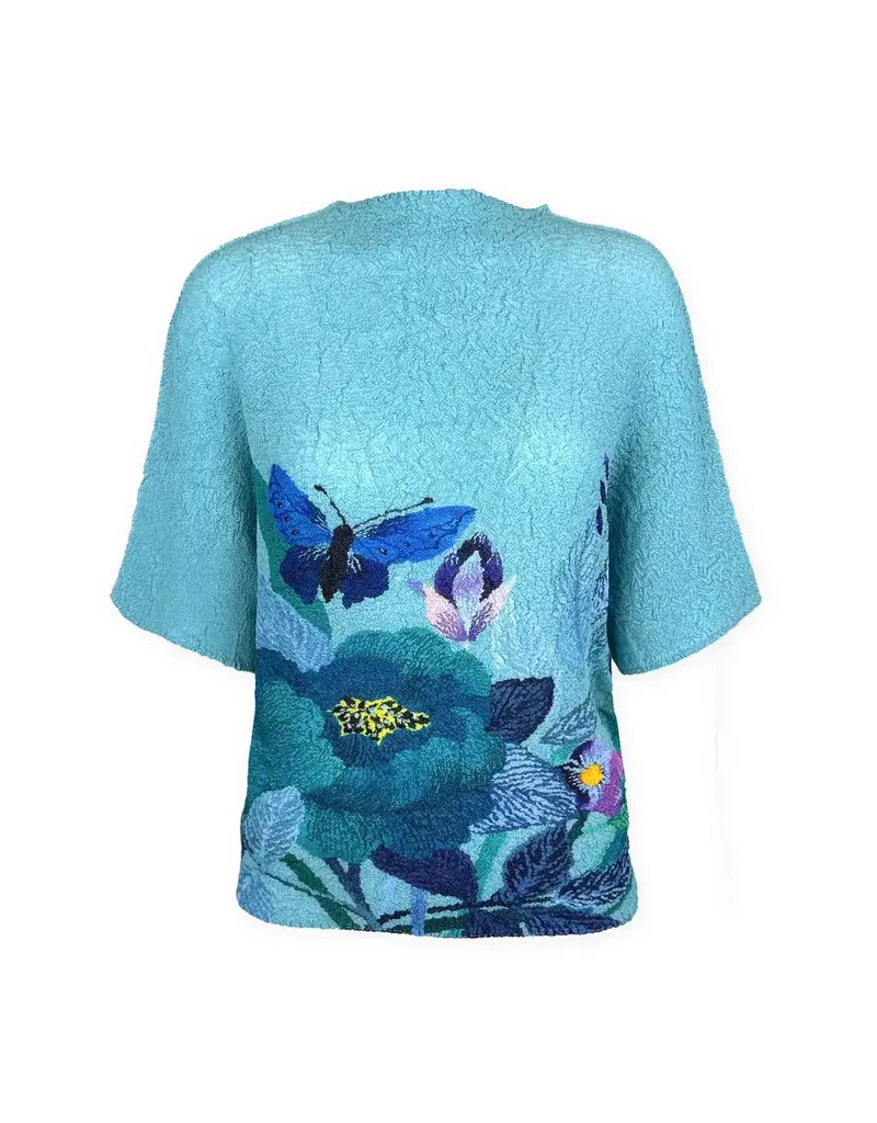 Wild Cosmos Lisa Butterfly top aqua mix O/S