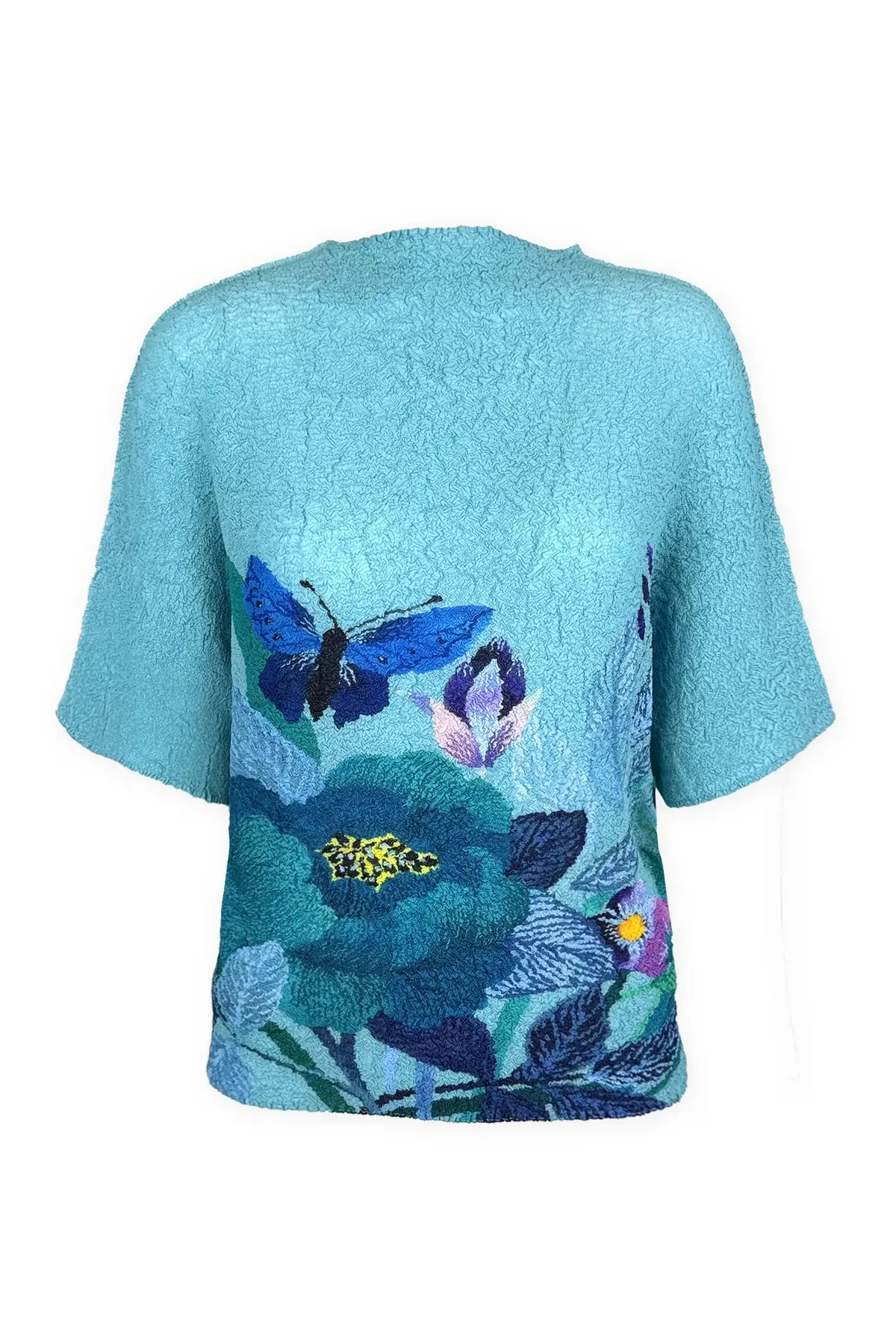 Wild Cosmos Lisa Butterfly top aqua mix O/S