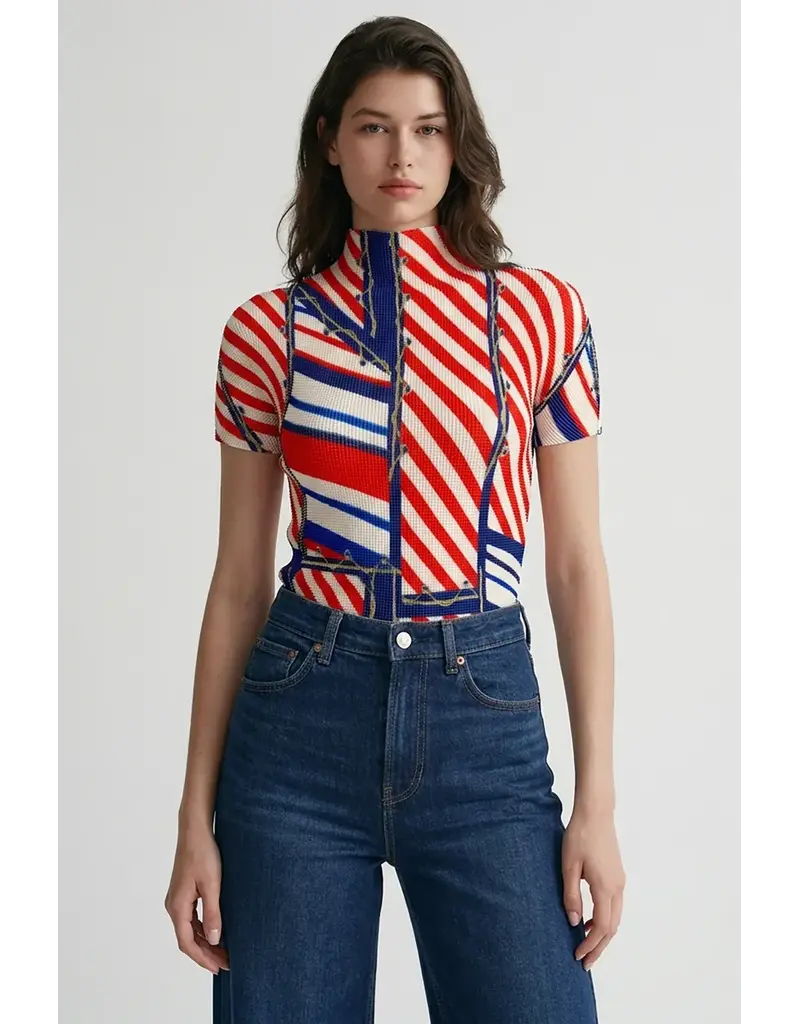 Wild Cosmos Riviera lines ss top Red Mix