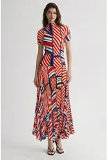 Wild Cosmos Riviera Lines Maxi Skirt Red Mix