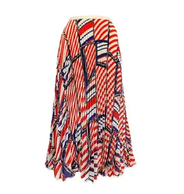 Wild Cosmos Riviera Lines Maxi Skirt Red Mix