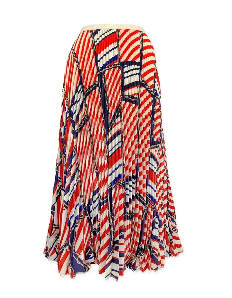 Wild Cosmos Riviera Lines Maxi Skirt Red Mix