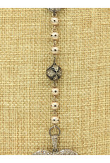 Gildas Gewels N1292C 16"Big Pnd Heart, Blk Enamel-Vntg Chain Necklace
