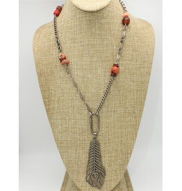 Gildas Gewels XGB-N916C Vntg. Necklace w/ Diam. Feather