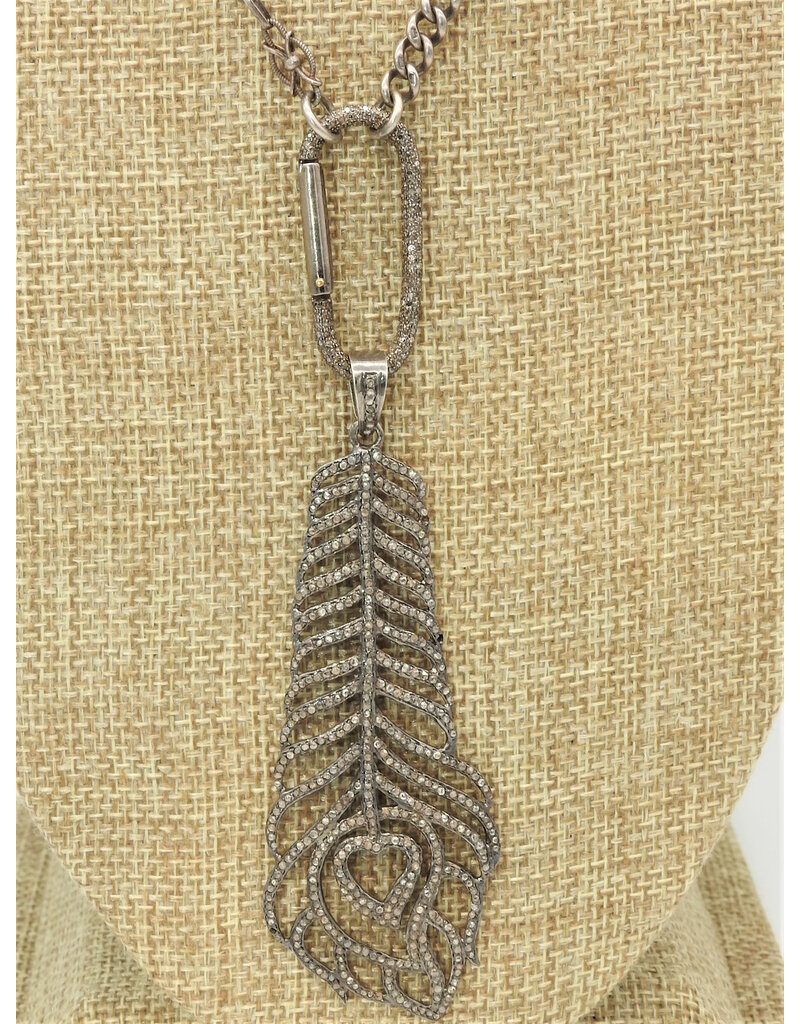 Gildas Gewels XGB-N916C Vntg. Necklace w/ Diam. Feather