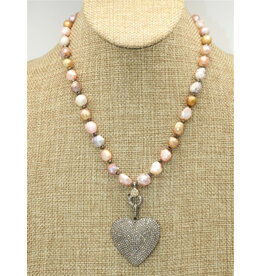 Gildas Gewels N1265B Diam Heart/LstrPrl-Gold Clasp Cons.