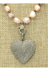 Gildas Gewels N1265B Diam Heart/LstrPrl-Gold Clasp Cons.