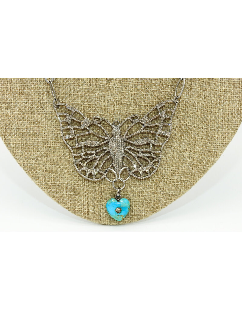 Gildas Gewels N25-2 Lg Diamond Butterfly Necklace