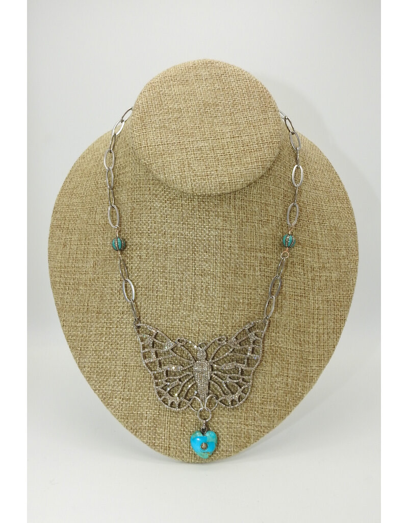 Gildas Gewels N25-2 Lg Diamond Butterfly Necklace