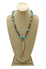 Gildas Gewels SP106 Diam Horn w/Pyrite & Turq. Beads, Diam. Clasp