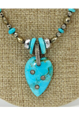 Gildas Gewels SP108 Turq/Diam Flwrs, Turq/Diam Heart, Diam Clasp