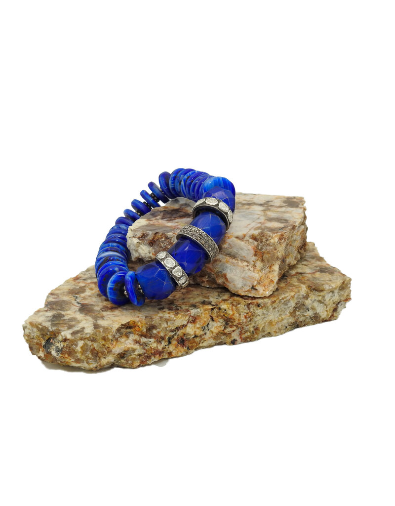 Gildas Gewels GG-H119 Blue Facet Beads, Diam Disc Beads Bracelet
