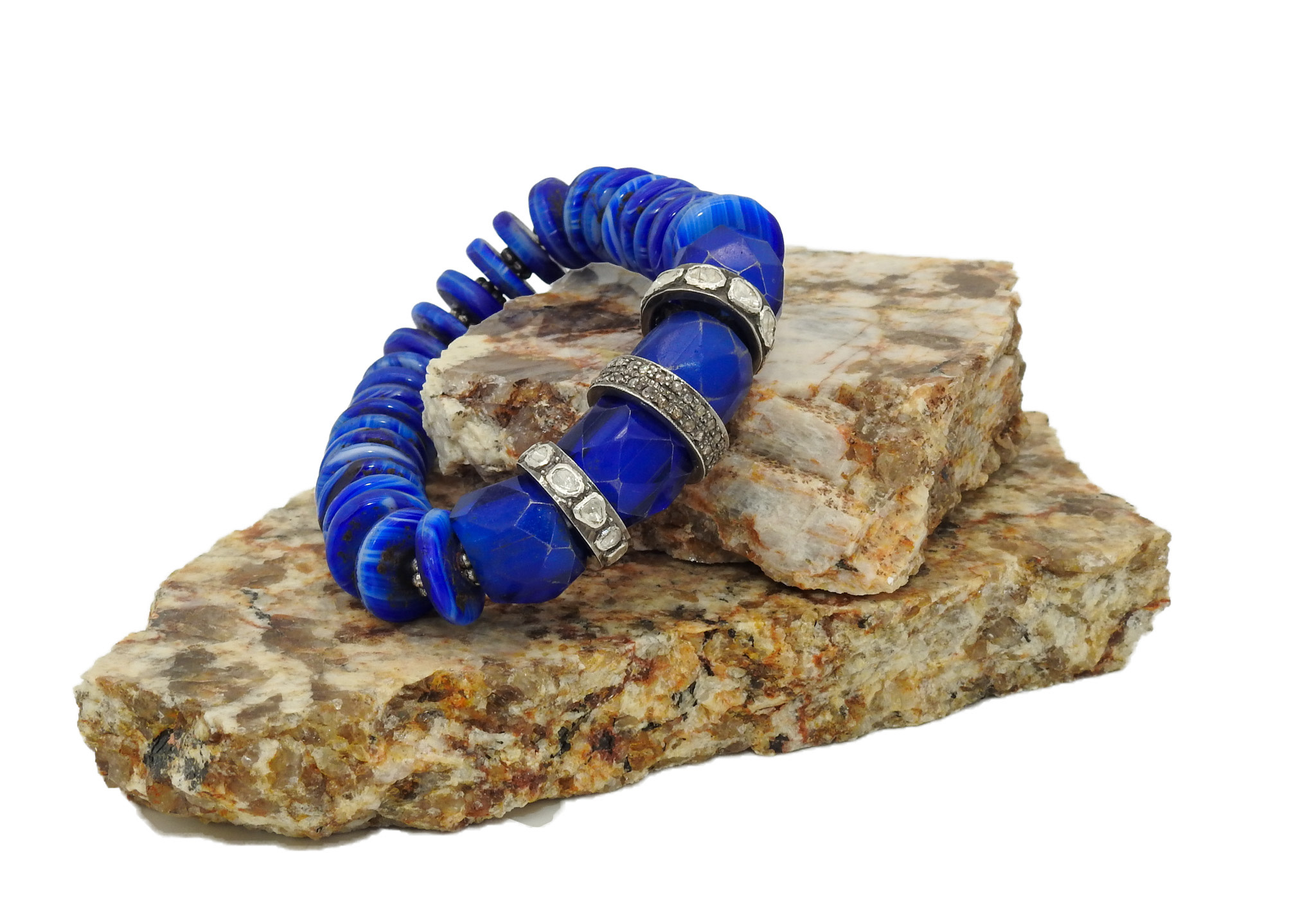 Gildas Gewels GG-H119 Blue Facet Beads, Diam Disc Beads Bracelet