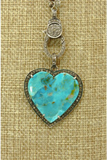 Gildas Gewels HRT109 Turq & Daimond Heart, Heishi Chain