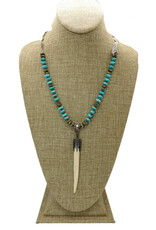 Gildas Gewels GG-DEC108 Turq. Beads, Diam. Top Horn Necklace