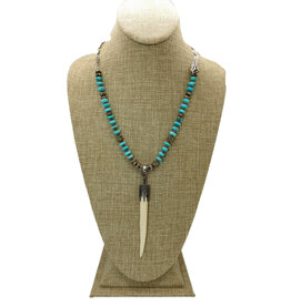 Gildas Gewels GG-DEC108 Turq. Beads, Diam. Top Horn Necklace