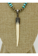 Gildas Gewels GG-DEC108 Turq. Beads, Diam. Top Horn Necklace