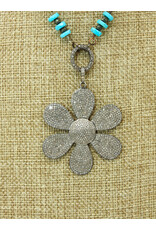 Gildas Gewels GG-DEC101 Vintage Diamond Poppy Pndt., Turq. Beads