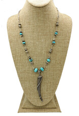 Gildas Gewels SP107 Oxidized Diam. Horn w/ Turq, Faceted Beads
