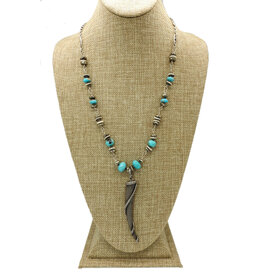 Gildas Gewels SP107 Oxidized Diam. Horn w/ Turq, Faceted Beads