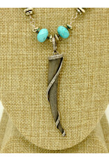 Gildas Gewels SP107 Oxidized Diam. Horn w/ Turq, Faceted Beads