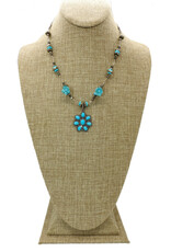 Gildas Gewels SP112A Turq/Diam. Flower Pndt, Diam Clasp