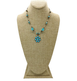 Gildas Gewels SP112A Turq/Diam. Flower Pndt, Diam Clasp