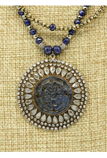 Gildas Gewels SP117 Floral Glass/Diam Pndt., Prpl Glass Beads, Diam Clasp