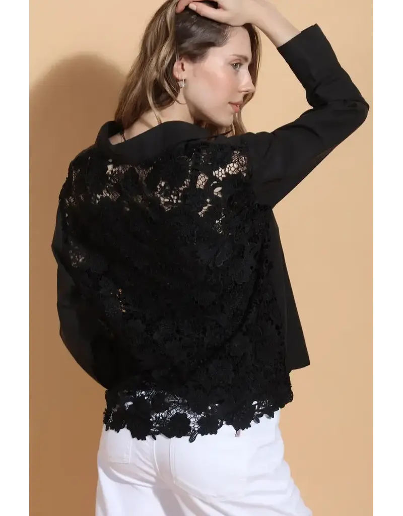 Jessie Liu Cotton Shirt w 3D applique Lace