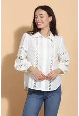Jessie Liu Cotton Blouse w Lace Inserts