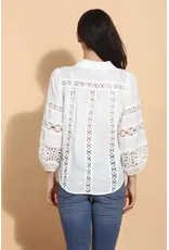 Jessie Liu Cotton Blouse w Lace Inserts