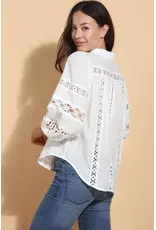 Jessie Liu Cotton Blouse w Lace Inserts