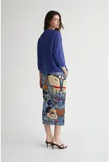 Wild Cosmos Kim Barkin Dog Plissé Satin Skirt denim mix