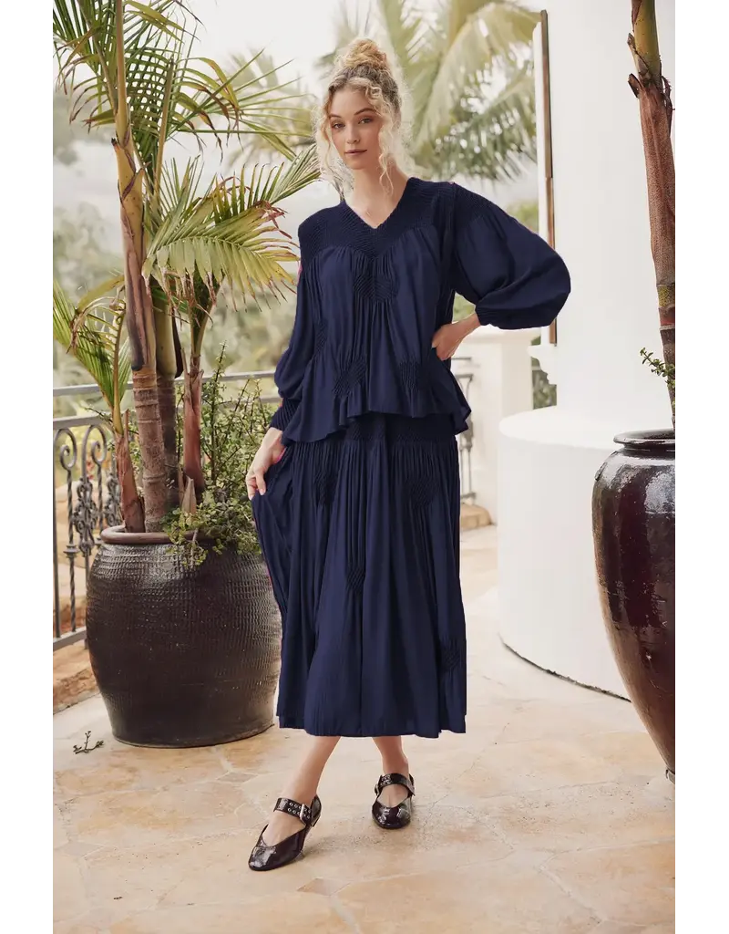 Wild Cosmos Miriam Love Collage top Navy