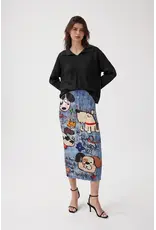 Wild Cosmos Joy V Neck Top black
