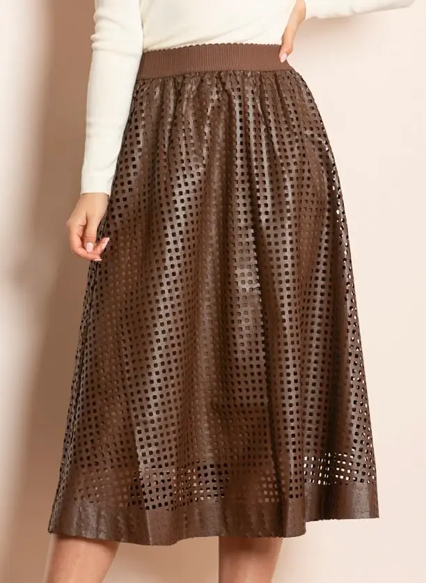 Jessie Liu Pleather A Line Skirt