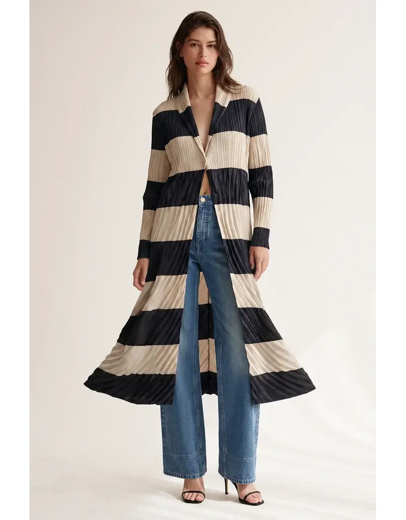 Wild Cosmos Betsy Stripe Coat Black mix