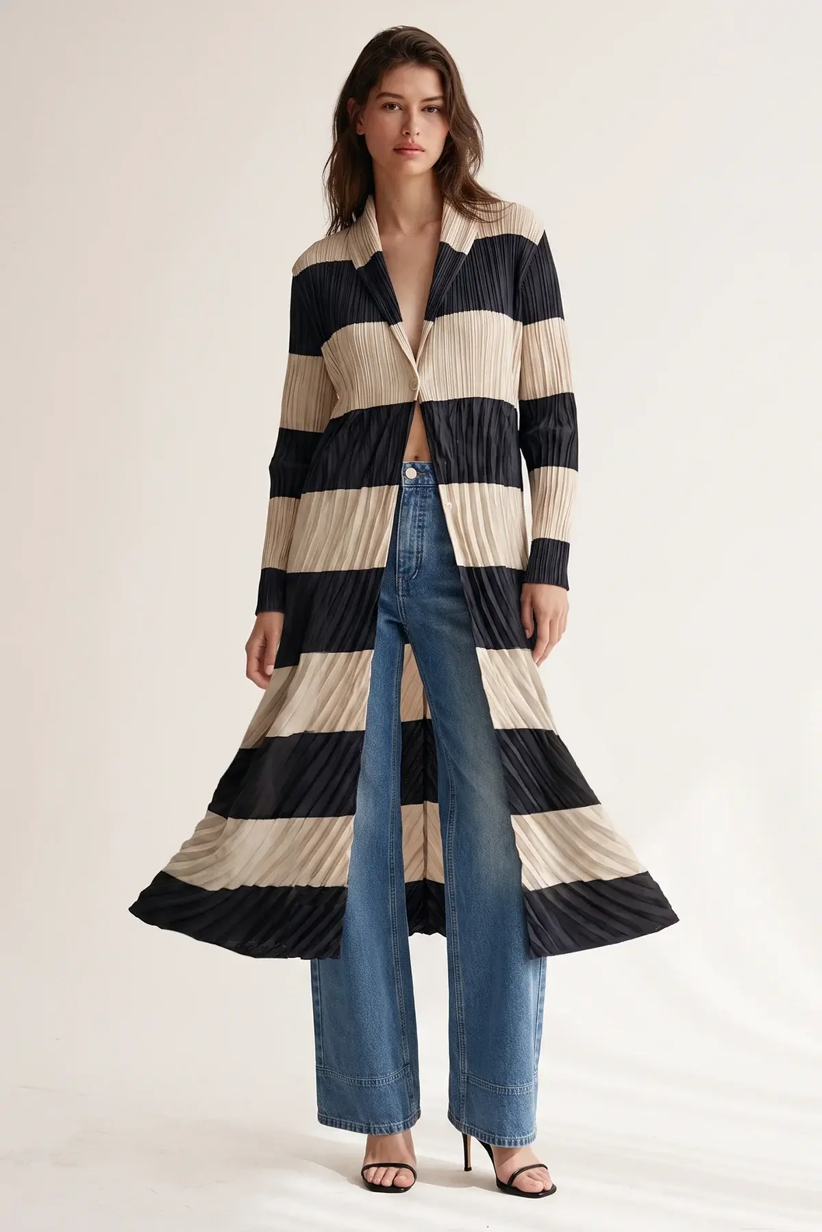 Wild Cosmos Betsy Stripe Coat Black mix