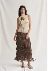Wild Cosmos Akira Fringe Skirt Brown