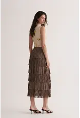 Wild Cosmos Akira Fringe Skirt Brown