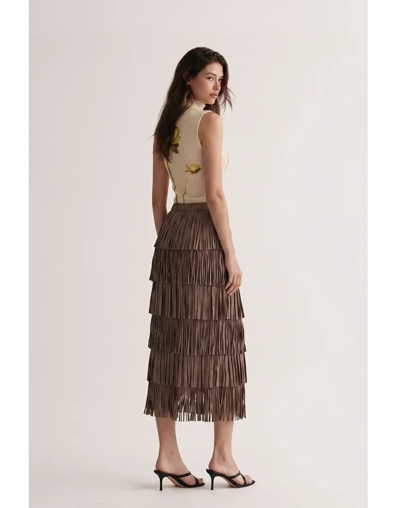 Wild Cosmos Akira Fringe Skirt Brown