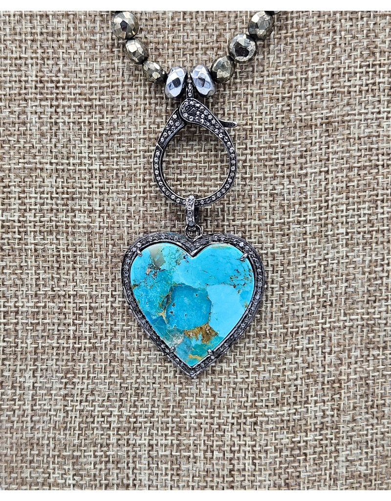 Gildas Gewels GG-N101 Turquoise  Heart with Vintage Chain