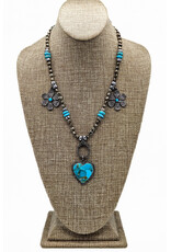Gildas Gewels GG-N101 Turquoise  Heart with Vintage Chain