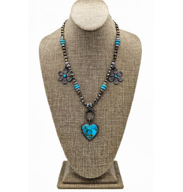 Gildas Gewels GG-N101 Turquoise  Heart with Vintage Chain