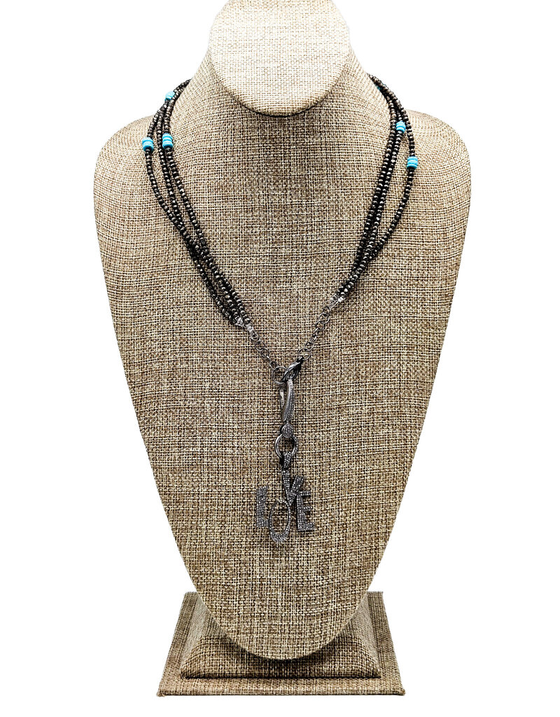 Gildas Gewels GG-N104 LOVE Diam Necklace w/ Pyrite and Turq Necklace