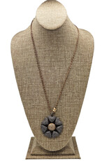 Gildas Gewels GG-N102 Pave Diamond Flower on Vintage Chain Necklace